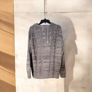Men's Heather Gray Button-Up Crewneck Sweater